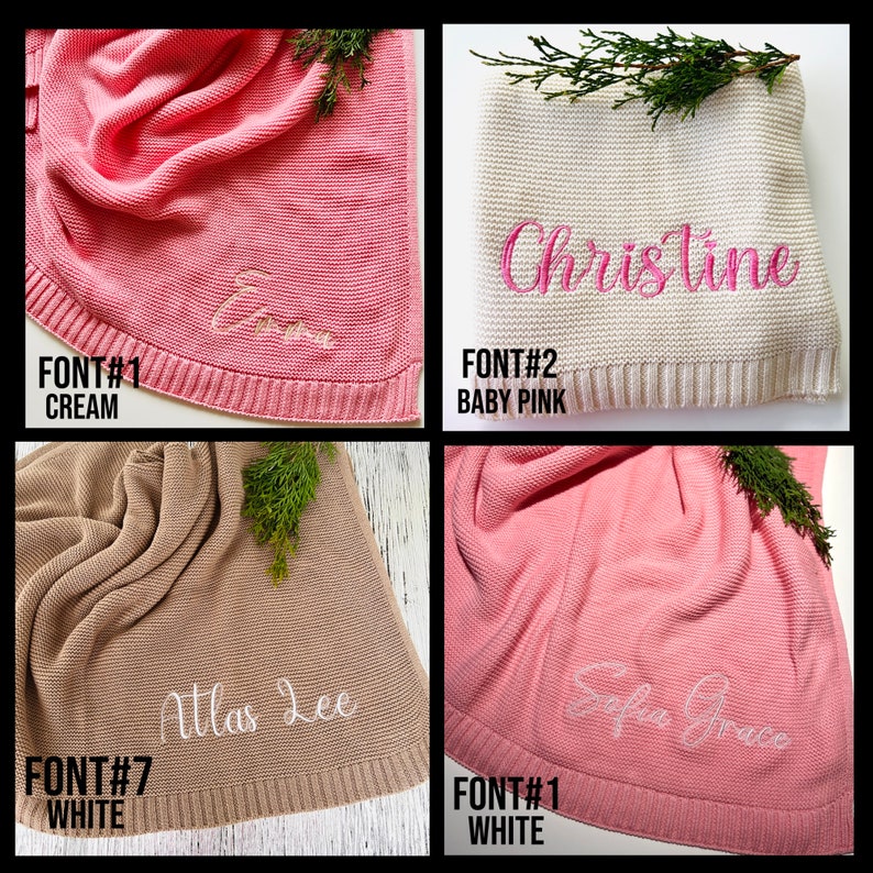 Embroidered Blanket With Name // Custom baby boy blanket // Newborn Baby Gift // Soft Breathable Cotton Knit // Baby shower Gift. image 6