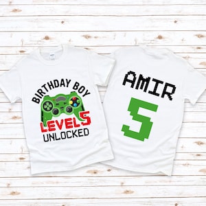 Fifth Birthday T-Shirt-Video Game Birthday Shirt-ANY AGE-Gamer Birthday Shirt-5th Birthday-Gamer Shirt-Boys Birthday Shirt-Level 5 unlocked.