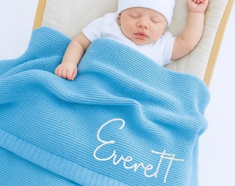 Personalized Knit Baby Blanket: Embroidered Name Keepsake