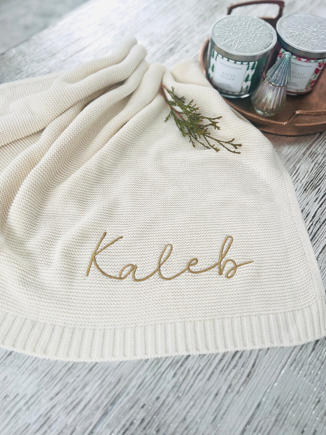Embroidered Blanket With Name // Custom Baby Boy Blanket // Newborn