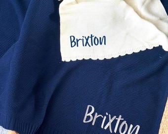 Personalized Embroidered Baby Blanket & Bunny Lovey Gift Set