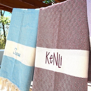 Personalized Turkish Beach Towel: Embroidered Cotton Gift