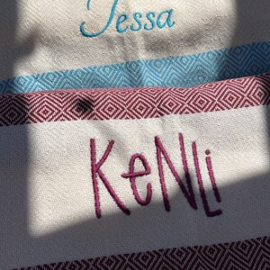 Personalized Turkish Beach Towel: Embroidered Cotton Peshtemal