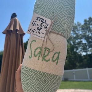 Personalized Turkish Beach Towel: Embroidered Reunion Party Favor