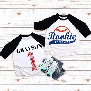 Rookie Of The Year Baseball Bodysuit - 1st Birthday Photo Prop