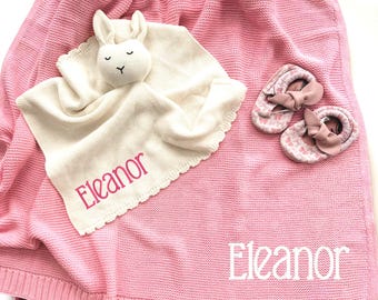 Personalized Embroidered Baby Keepsake: Blanket & Lovey Gift.