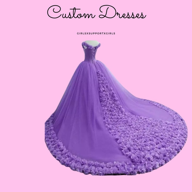 Prom Evening Off shoulder floor length Ball Gown 3D flowers Custom Dress 8 Colors Custom Measurement