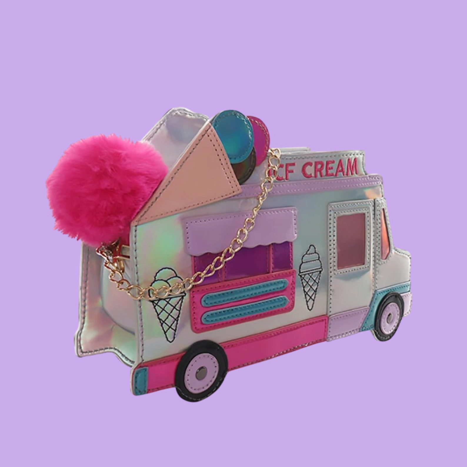 Ice Cream Truck Purse Holographic Cross Body Shoulder Bag Etsy