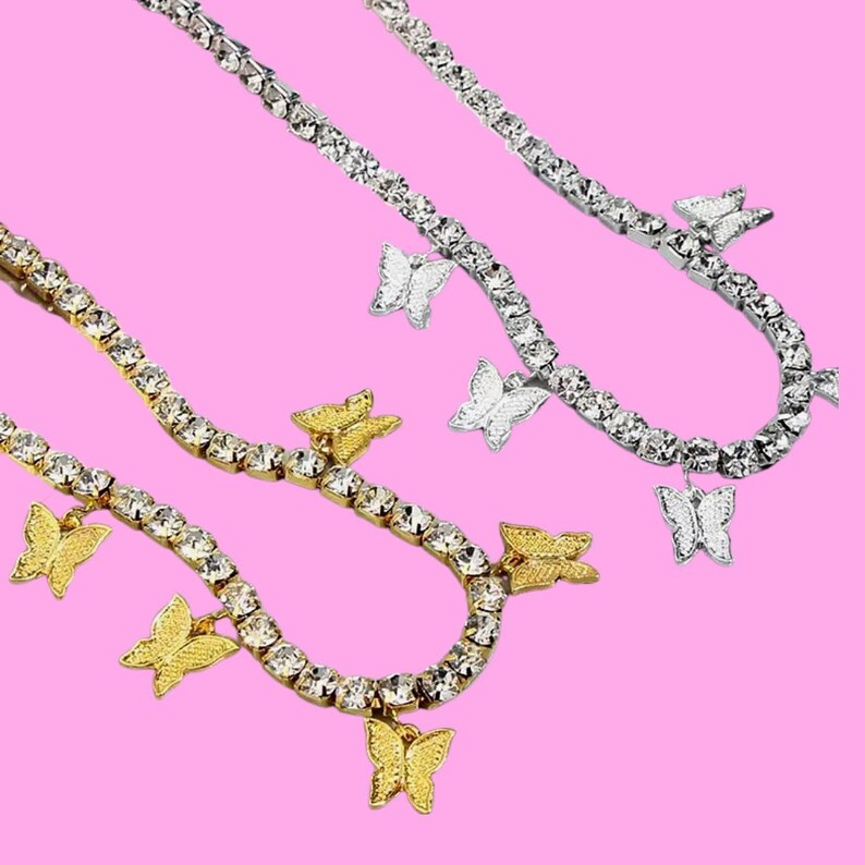 Butter Fly Tennis Chain Silver Gold