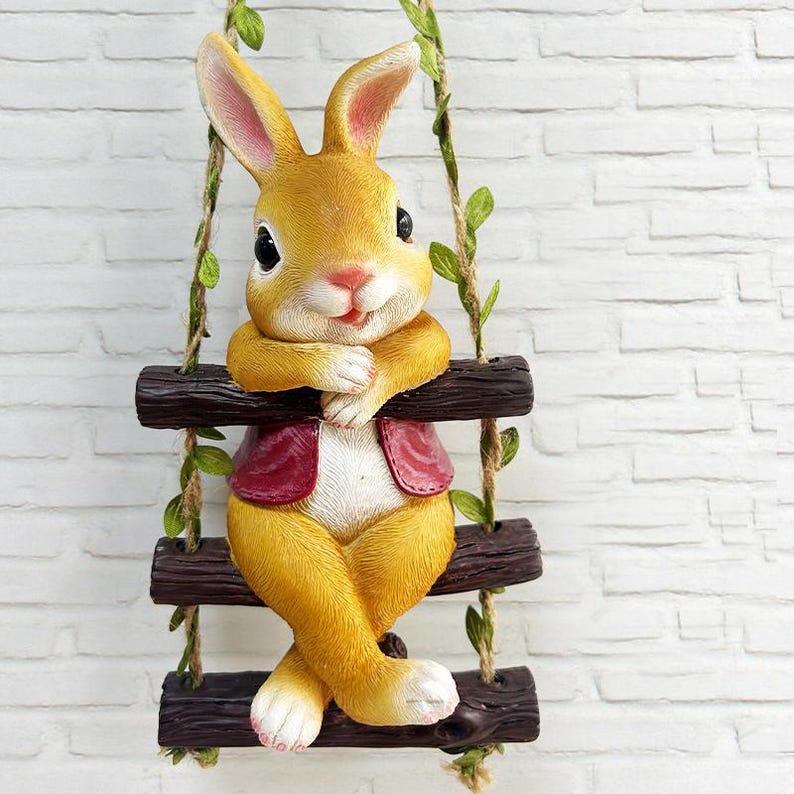 Hanging Resin Rabbit Figurine – Indoor/outdoor Garden Decor - Etsy