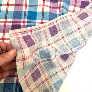VINTAGE 70s FABRIC, lightweight cotton, plain weave, a bit like cheesecloth, Dress fabric, Sewing retro cotton check