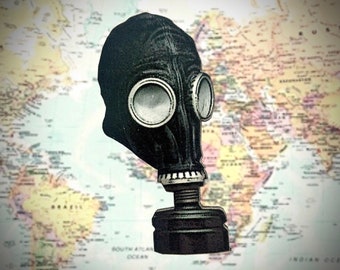 Steampunk brooch Gas mask badge Wood pin Gothic accessory Wooden pin Unique jewellery gift badge Fetish wood pin Tear gas mask