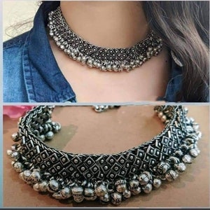 Jwellmart Indian Bollywood tribal oxydé Afghani Déclaration Choker Collier Set Jwellmart Indian Bollywood tribal oxydé Afghani Déclaration Choker Collier Set