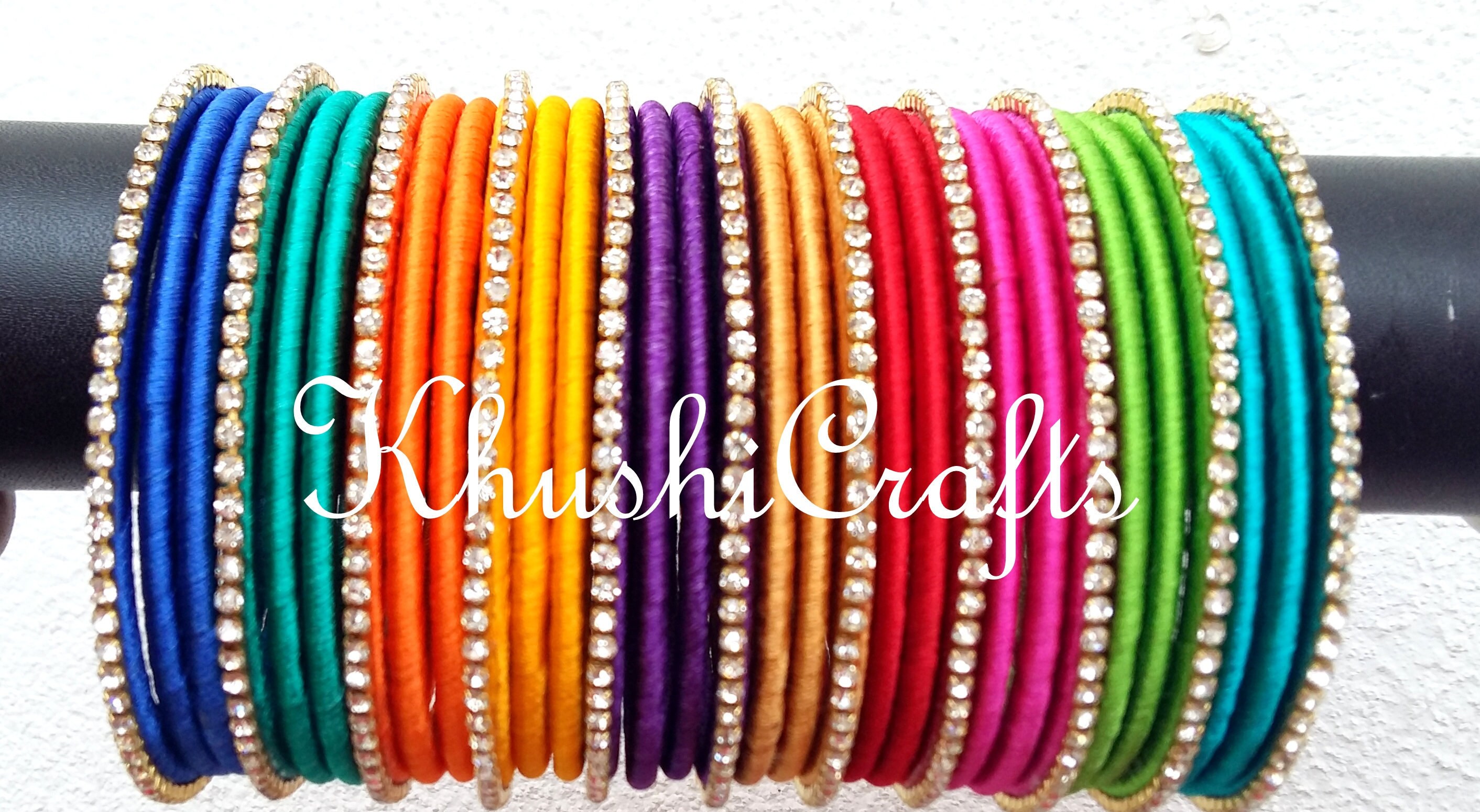 Indian Bangles Multicolored Silk Thread Bangles Set handmade Etsy