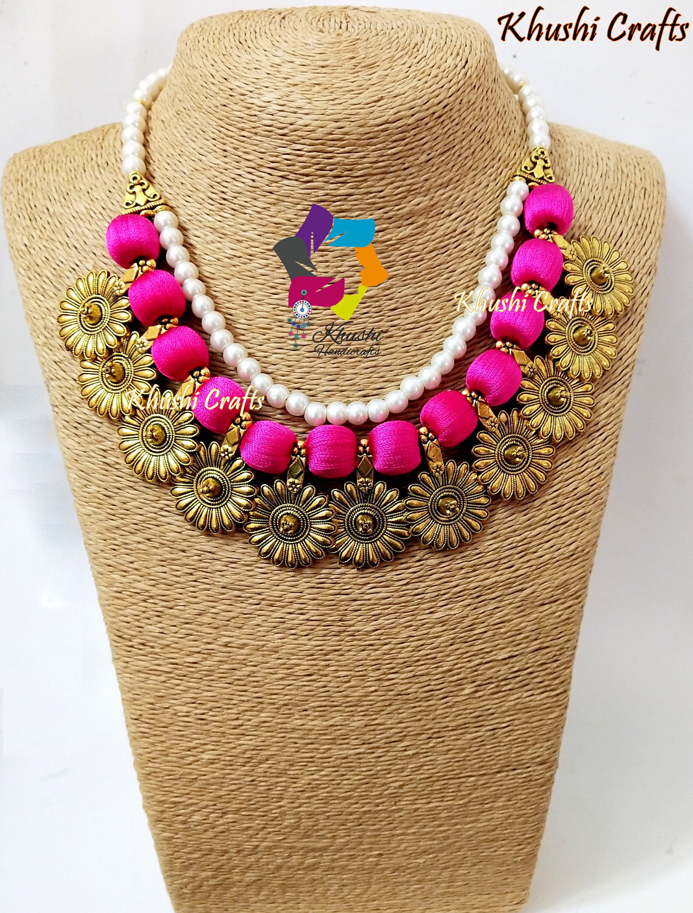 Pink Silk Thread Jewelry Set With Jhumkas and Matching Bangles Etsy India