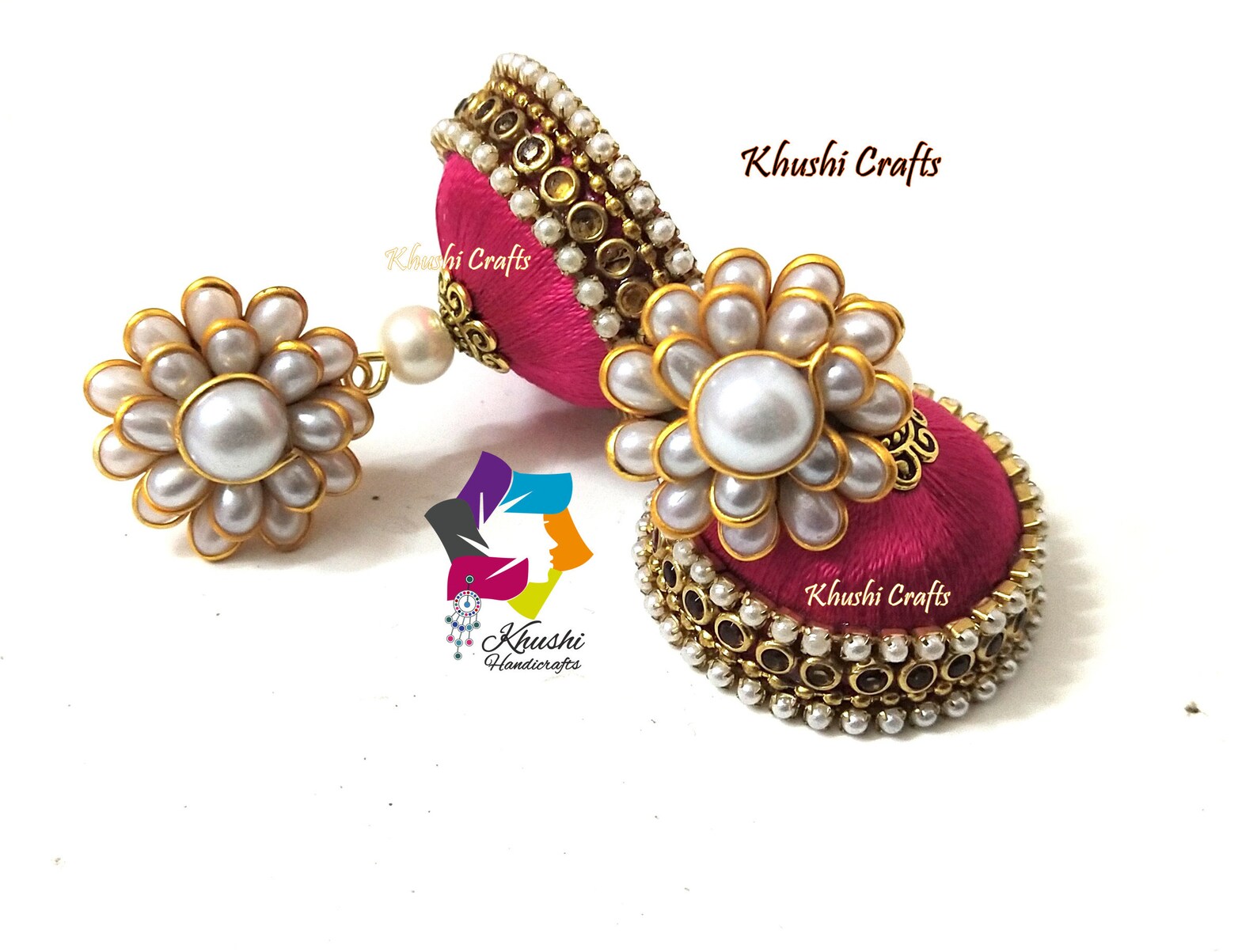 Pink Silk Thread Jewelry Set With Jhumkas and Matching Bangles Etsy India