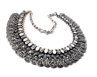 German Silver Lakshmi Necklace,Oxidized Silver necklace, German Silver Metal choker,Bollywood necklace choker