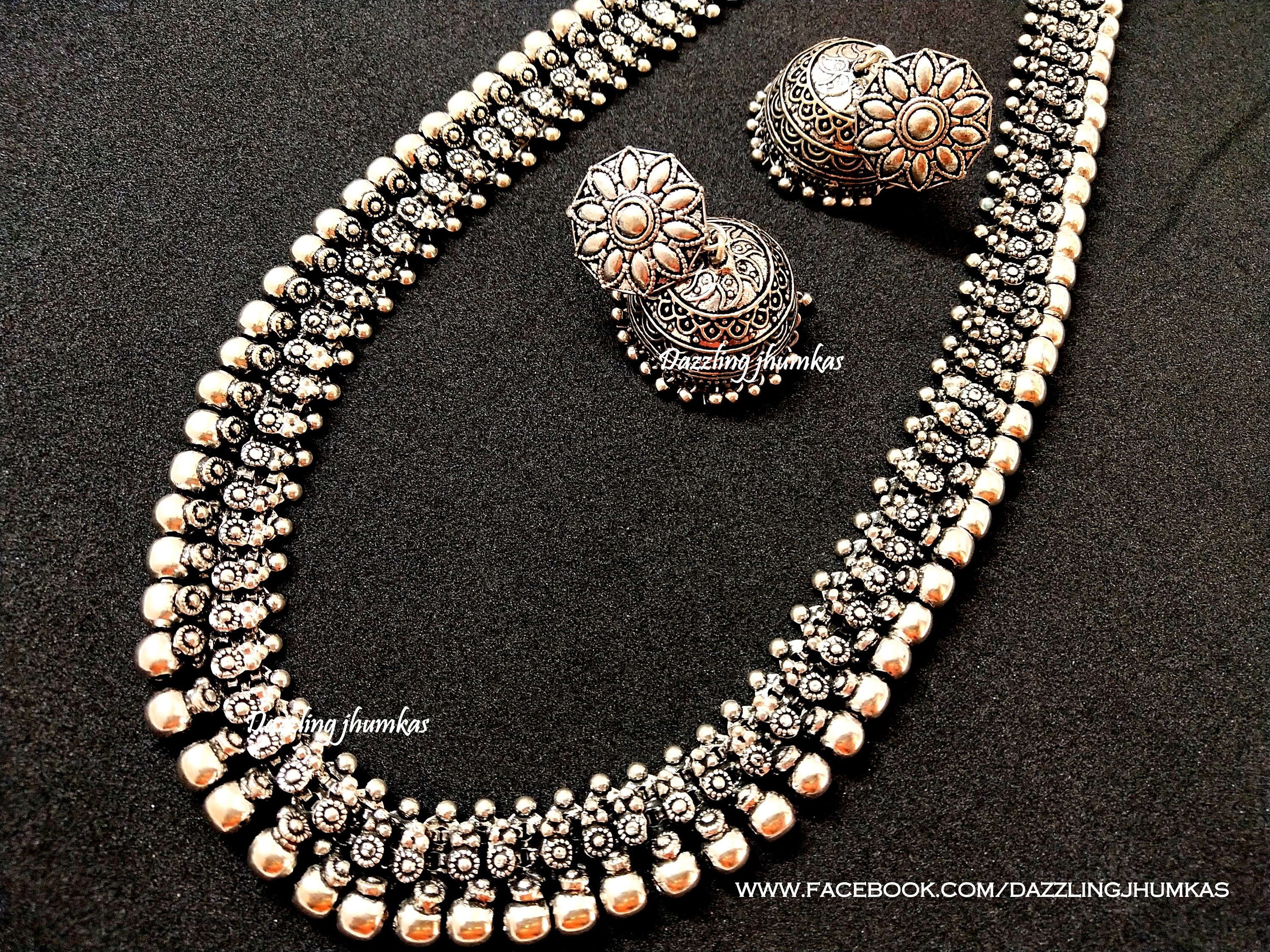 German Silver Long Haaram Oxidized 
