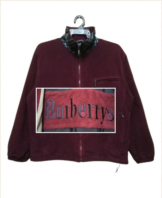 Vintage Burberrys Big Spellout Logo Fleece Bombers
