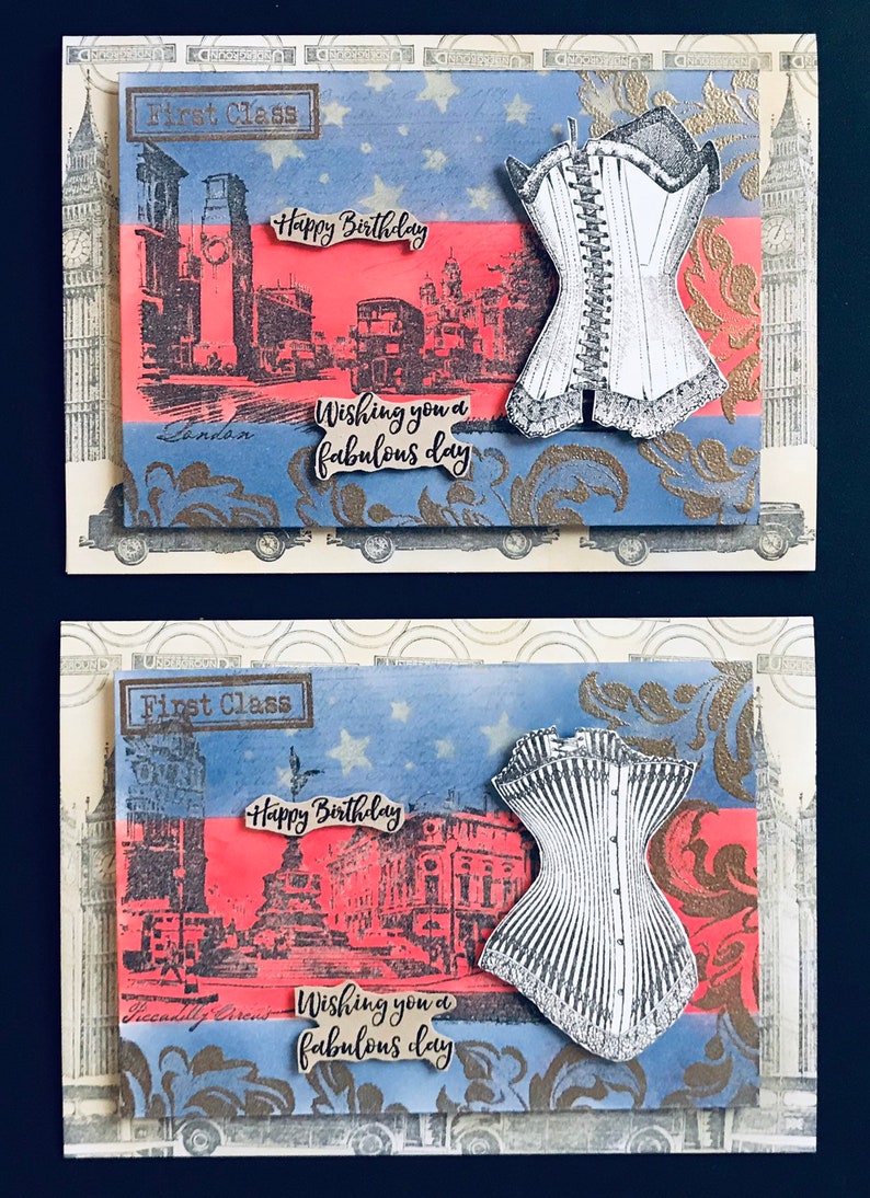 birthday "london corsets" card | handmade | made in england