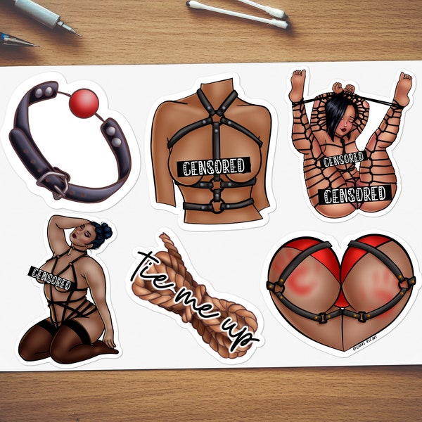 Bondage Girls NSFW Sticker Pack, Sexy Naked Women, BDSM Gift for Dom sub