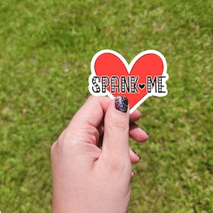 Spank Me Heart Sticker, Kinky BDSM Vinyl Decal