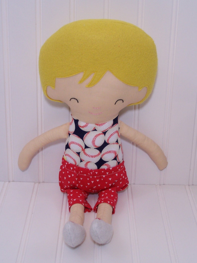 Boy Doll Blonde Hair Baseball 18 Tall Handmade Doll Etsy