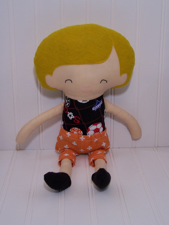 Boy Doll Blonde Hair Soccer 18
