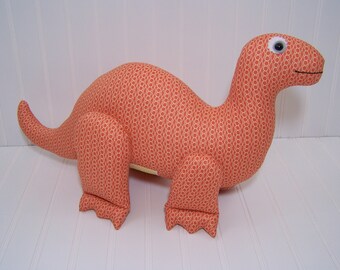 Orange Brontosaurus Dinosaur 11" x 18" Stuffed Animal Plush Large Handmade Plushie Toy for Christmas Birthday READY TO SHIP!