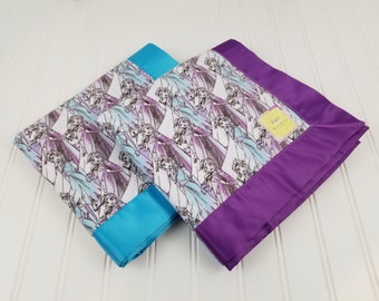 Disney Frozen Princess Anna Elsa Cotton Flannel Receiving Blanket with Satin Trim 40x40 for Infant/Toddler/Baby