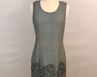 90s Gingham Mini Dress Vintage Black and White Sleeveless Dress