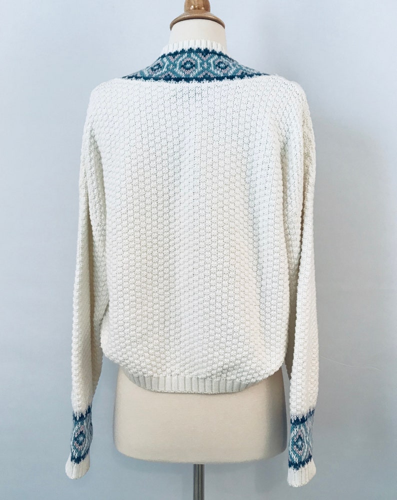 90s White Preppy Sweater Vintage Loose Fit Sweater