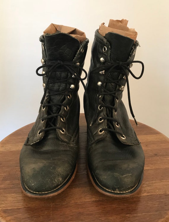 Distressed lace deals up boots
