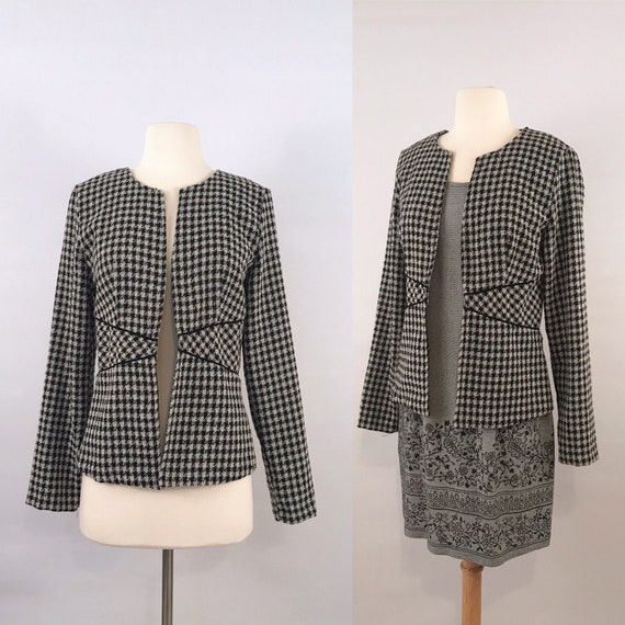 90s vintage Chanel inspired houndstooth jacket