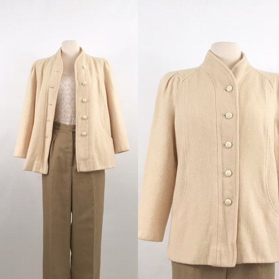 puff sleeve wool coat | 70s vintage