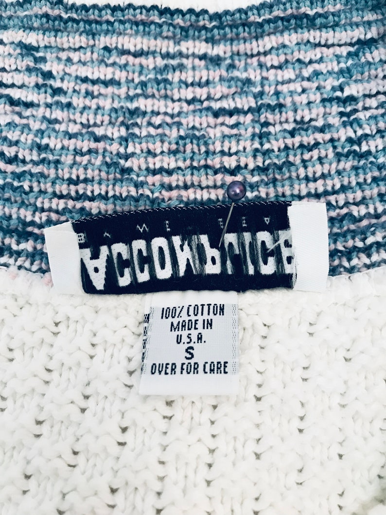 90s White Preppy Sweater Vintage Loose Fit Sweater
