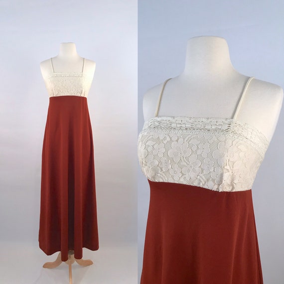 terracotta maxi sun dress | 70s vintage