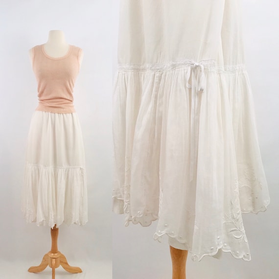 1910s antique Edwardian Victorian petticoat | whit