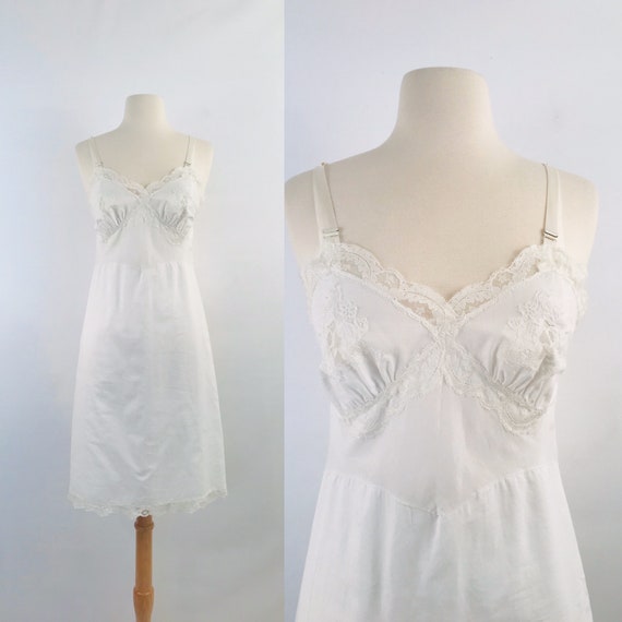 vintage white cotton slip dress | 50s vintage nigh