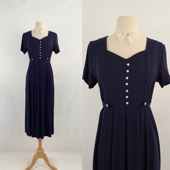 tiny polka dots midi dress | 90s vintage