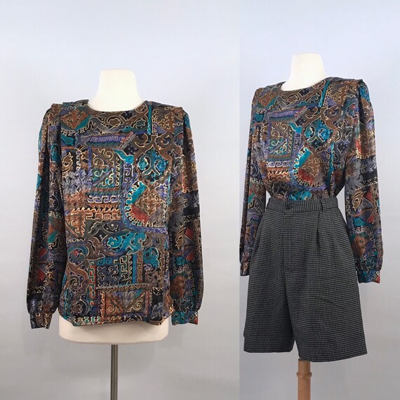 silky power suit blouse | 80s vintage