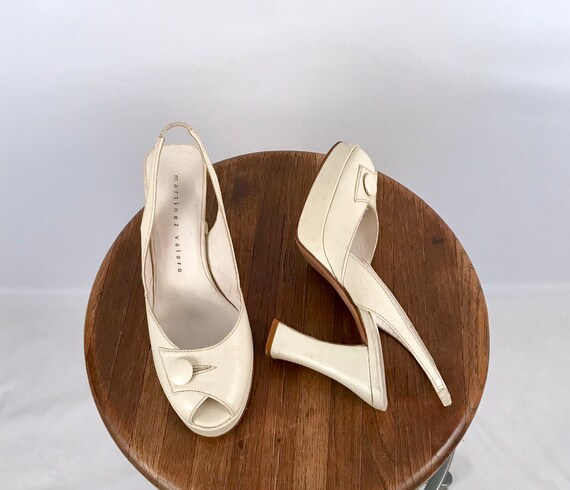 ivory platform leather sandals | 70s vintage