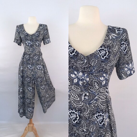 floral harem jumpsuit | 80s vintage