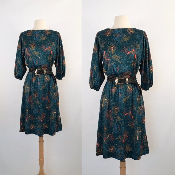 vintage asian inspired floral dress | 70s vintage