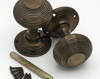 Antique Solid Brass 55mm Mortice Unsprung Internal Door Knobs Knob Pair Set