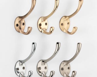 Victorian Coat Hat Robe Wall Peg Solid Brass Multiple Finishes with Fixings