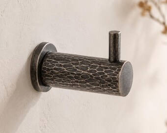 Pewter Hammered Projected Coat Wall Hook Bathroom Doors Door Heavy Quality
