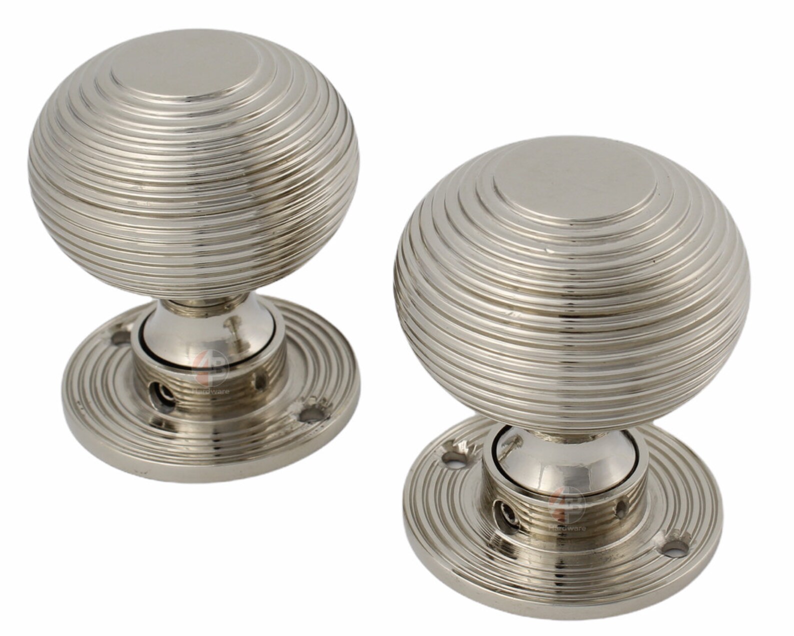 Polished Nickel Beehive Door Knob Set 50mm Diameter With Rose Etsy