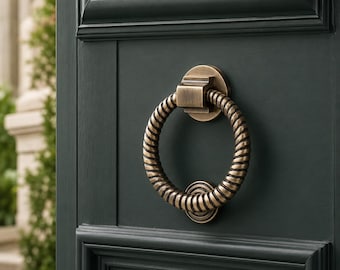 Reeded Ring Door Knocker Solid Brass