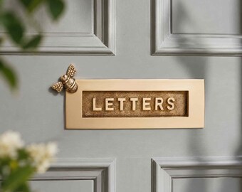 Polished Brass Brass Bumble Bee LETTERS Letter Box Plate
